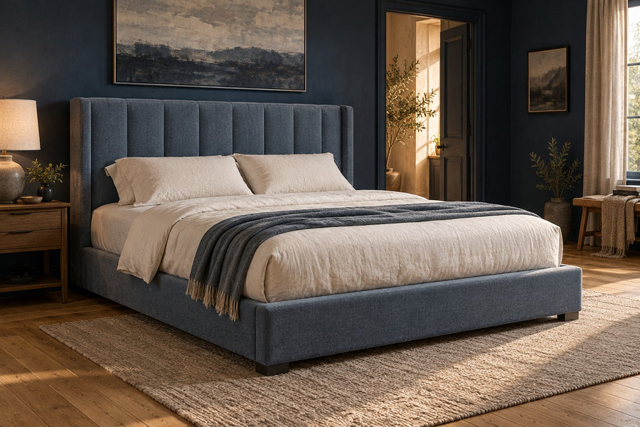 Upholstered Platform Bed Frame with Headboard